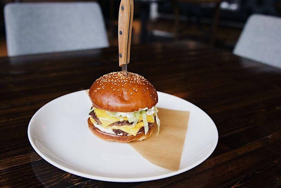 A burger at Grey Ghost