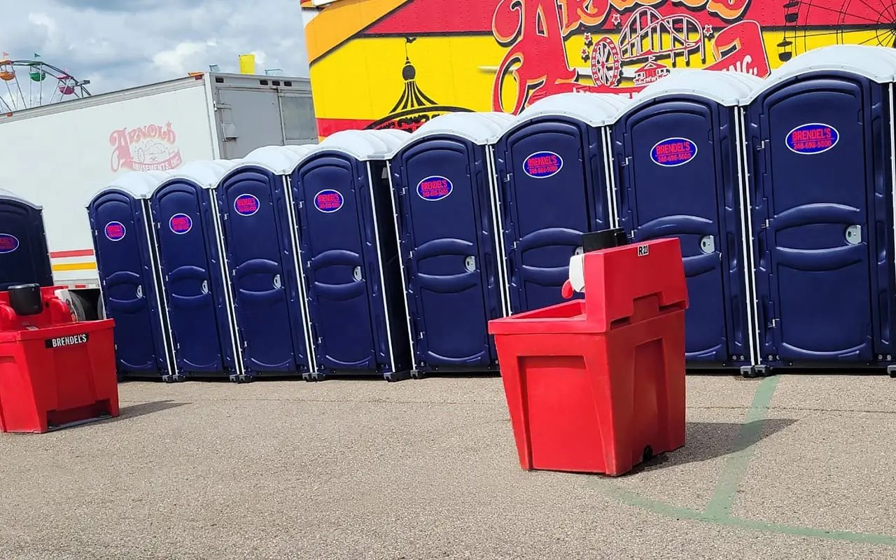 Brendel's: Portable restrooms set up at an event