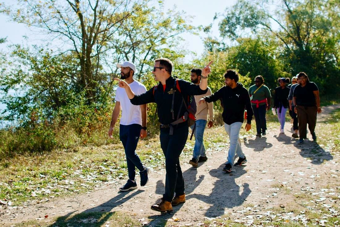 Expedition Detroit: Guided hiking group on a Michigan state park trail