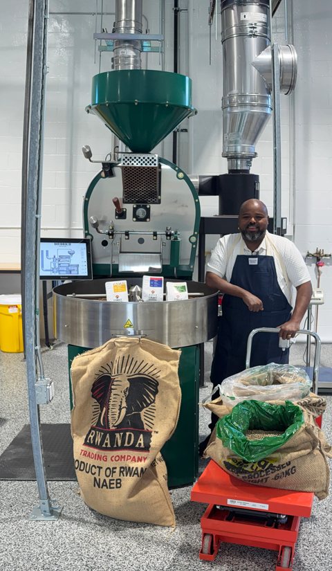 First Light Roasters: Roaster Sam at the Livonia roastery