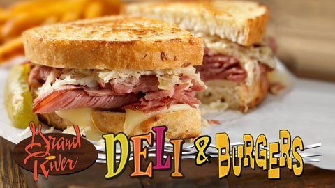 Grand River Deli & Burgers: Corned beef sandwich banner from Grand River Deli & Burgers