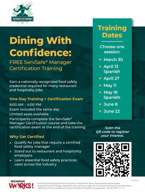 Free ServSafe Manager Certification Training & Exam in Detroit — Organizer image