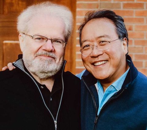 Emanuel Ax és Yo-Yo Ma egy színpadon a Wharton Centerben, East Lansingben — Szervezői kép
