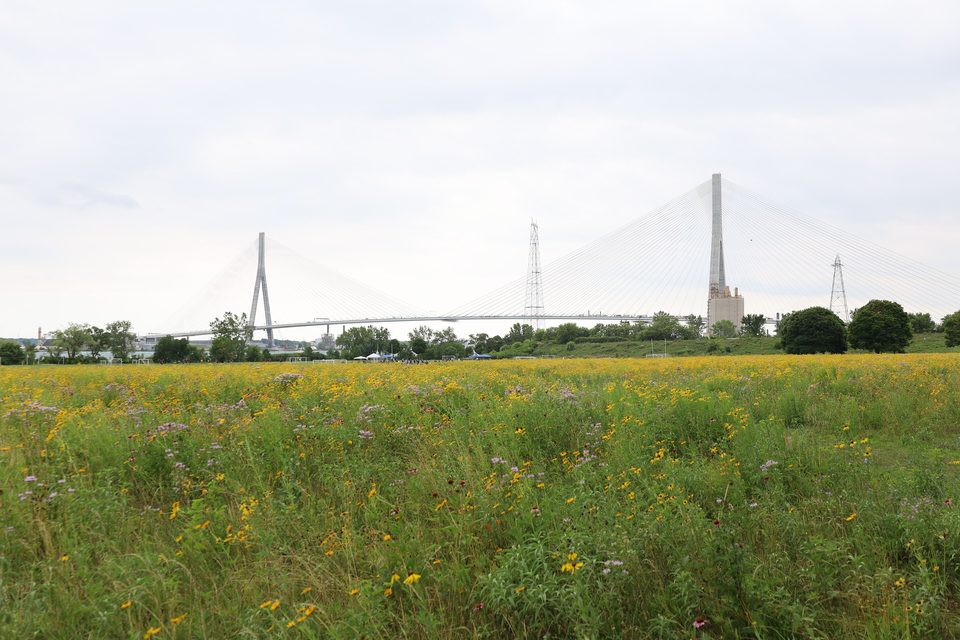 A Fort Wayne gyakorlótere, mögötte a híd, 2025
