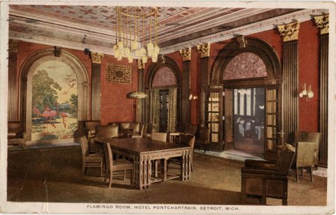 Képeslap a Pontchartrain Flamingo Room nevű társalgójáról