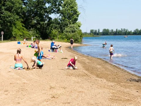 Sandy lake beach in the recreation area