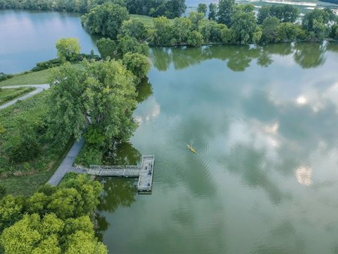 Aerial view of the park lagoon
