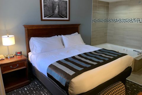 Guest room with a large bed