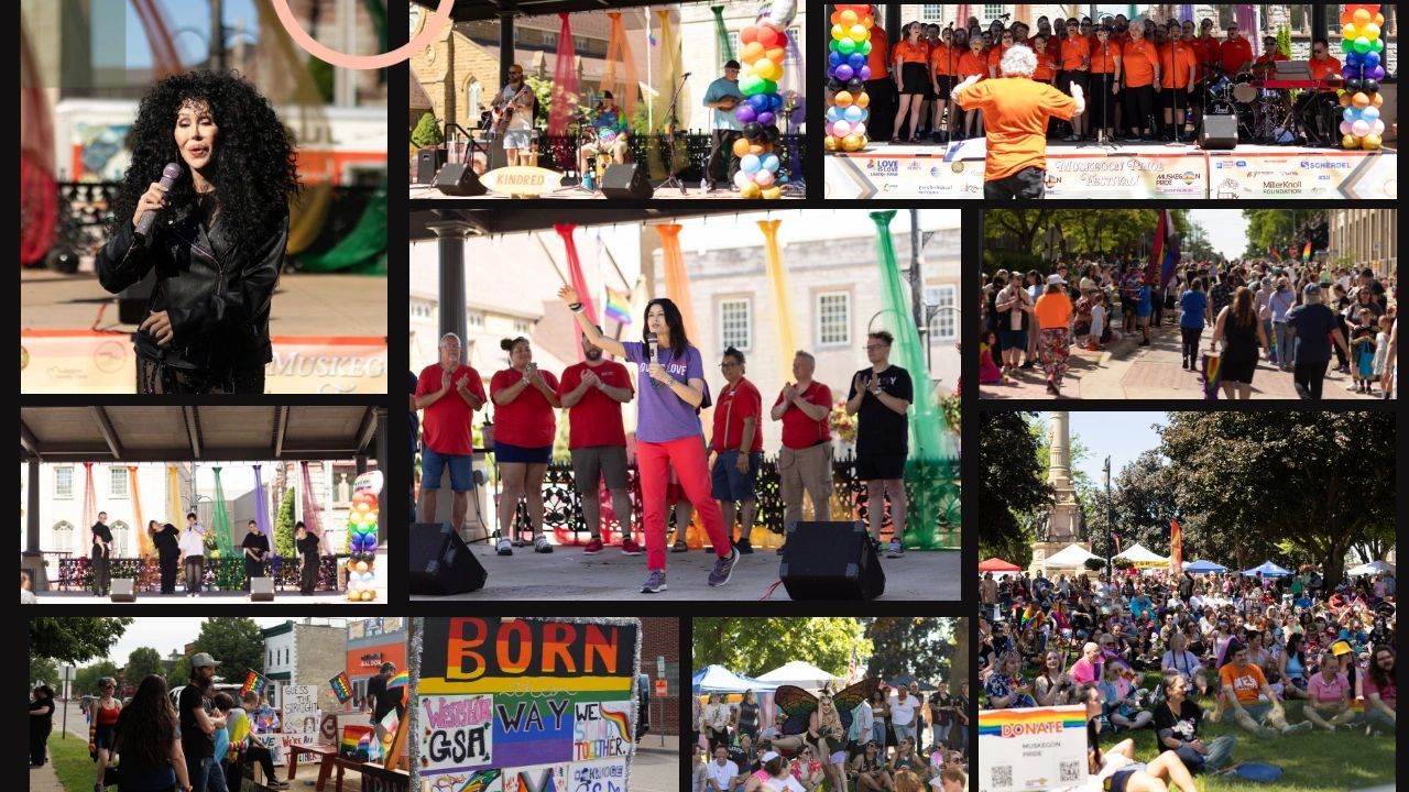 Fotókollázs a Muskegon Pride fellépőiről és fesztiválközönségéről
