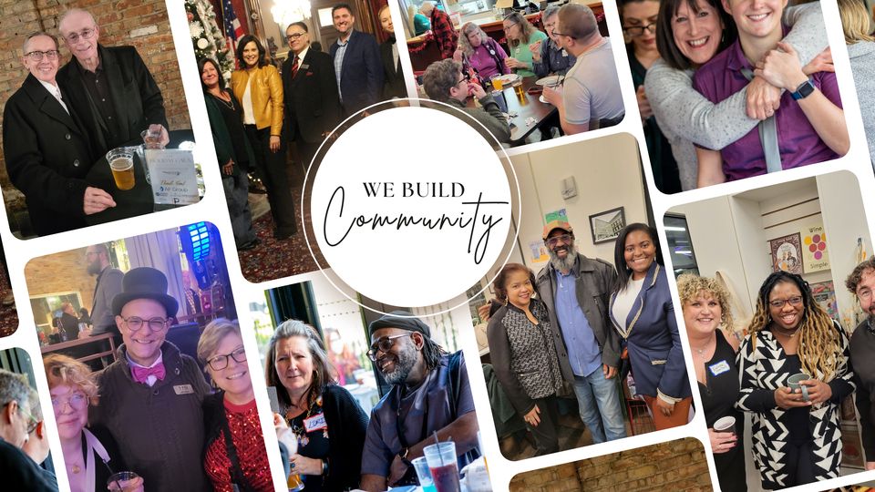 Collage of photos from the group's community meetups