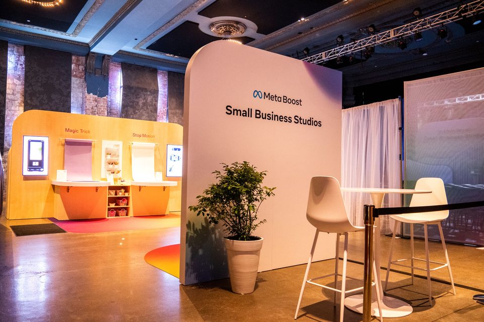 Garden Theater — Meta small business conference set up in the Garden Theater
