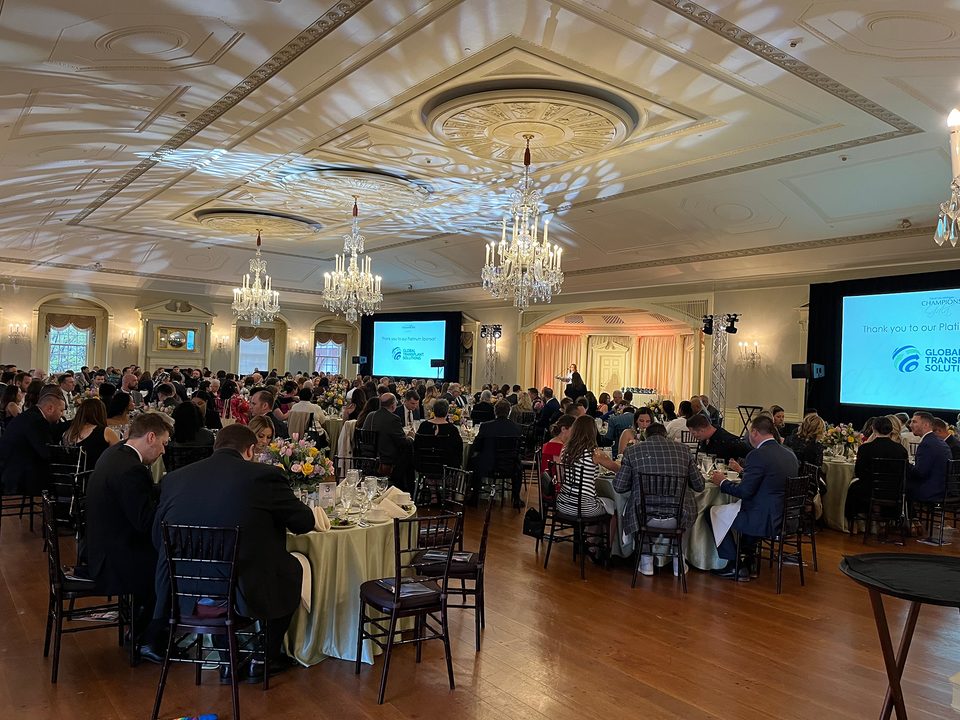 Lovett Hall — Lovett Hall Ballroom with guests dining during a presentation