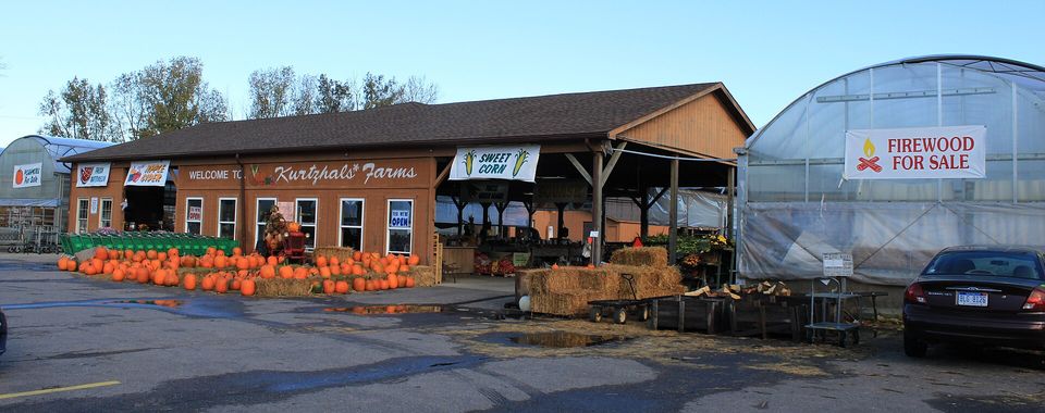 A Kurtzhals Farm standja ősszel, tökökkel