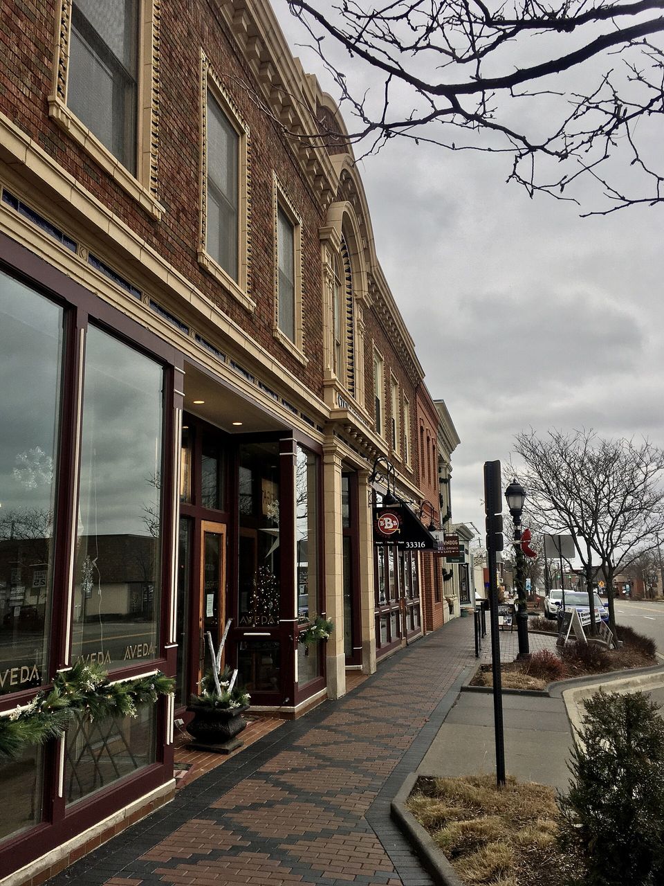 Brick storefronts on Grand River Avenue