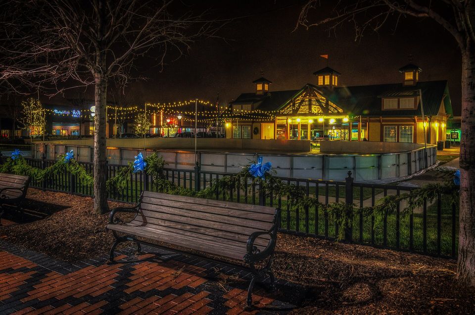 The Riley Park ice rink at night