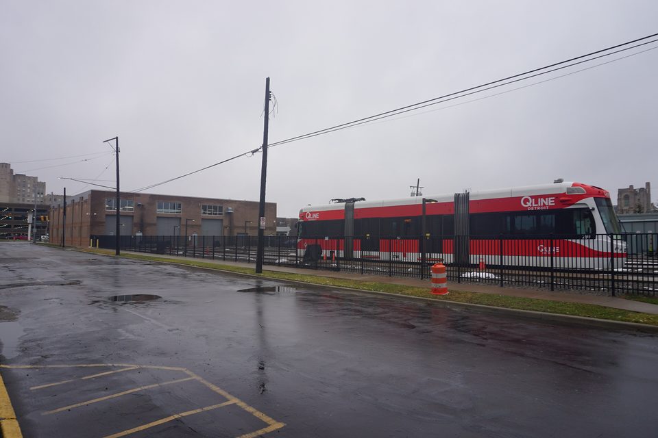 A streetcar outside the Penske Tech Center (2021)